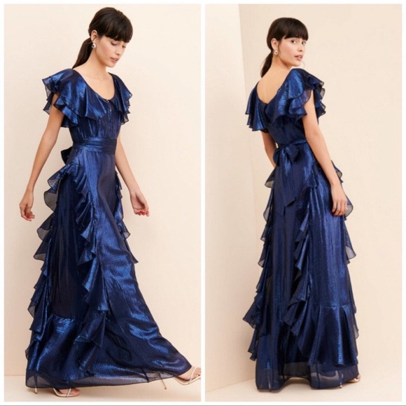 Alice McCall Night Moves Gown in Dark Blue Metallic size 0 - Picture 2 of 16